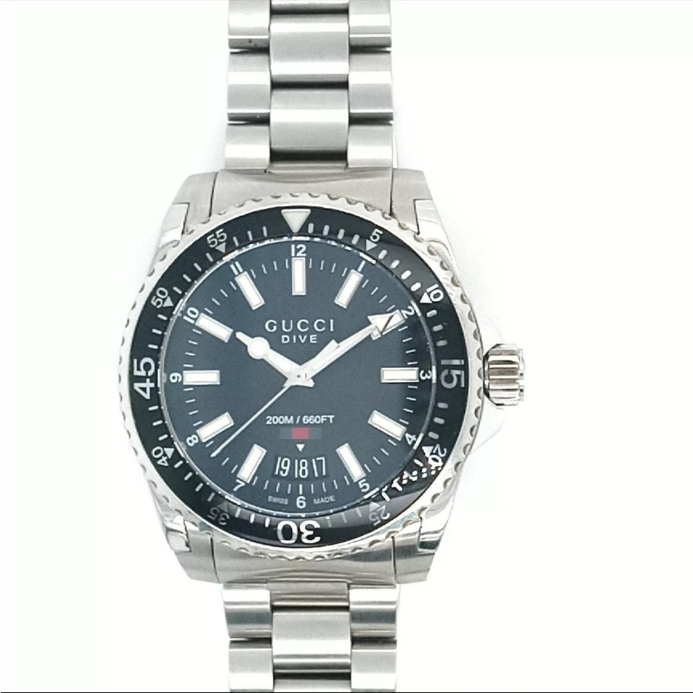 Gucci Unisex Swiss Diver Stainless Steel Bracelet Watch 40mm #105 new battery